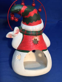 Snowman Tea light Candle Holder - 8" Tall