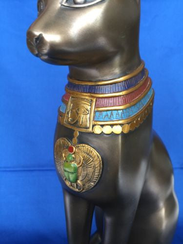 Egyptian Bastet With Colored Jewelry Egypt Statue
