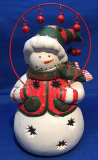 Snowman Tea light Candle Holder - 8" Tall