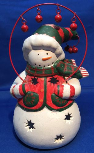 Snowman Tea light Candle Holder - 8" Tall