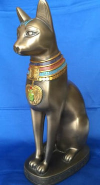 Egyptian Bastet With Colored Jewelry Egypt Statue