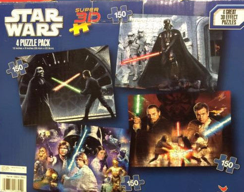 STAR WARS Super 3D - 4 Puzzle Pack 12"X 9" 600 PIECES