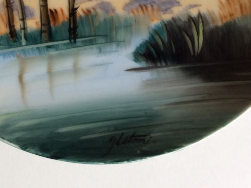 Vintage Hitomi Hand Painted Country Setting Ceramic 6" Plate