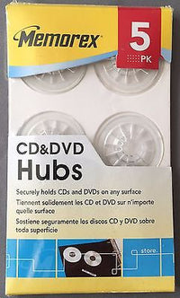 Memorex CD & DVD Clear Adhesive Hubs 5 PK