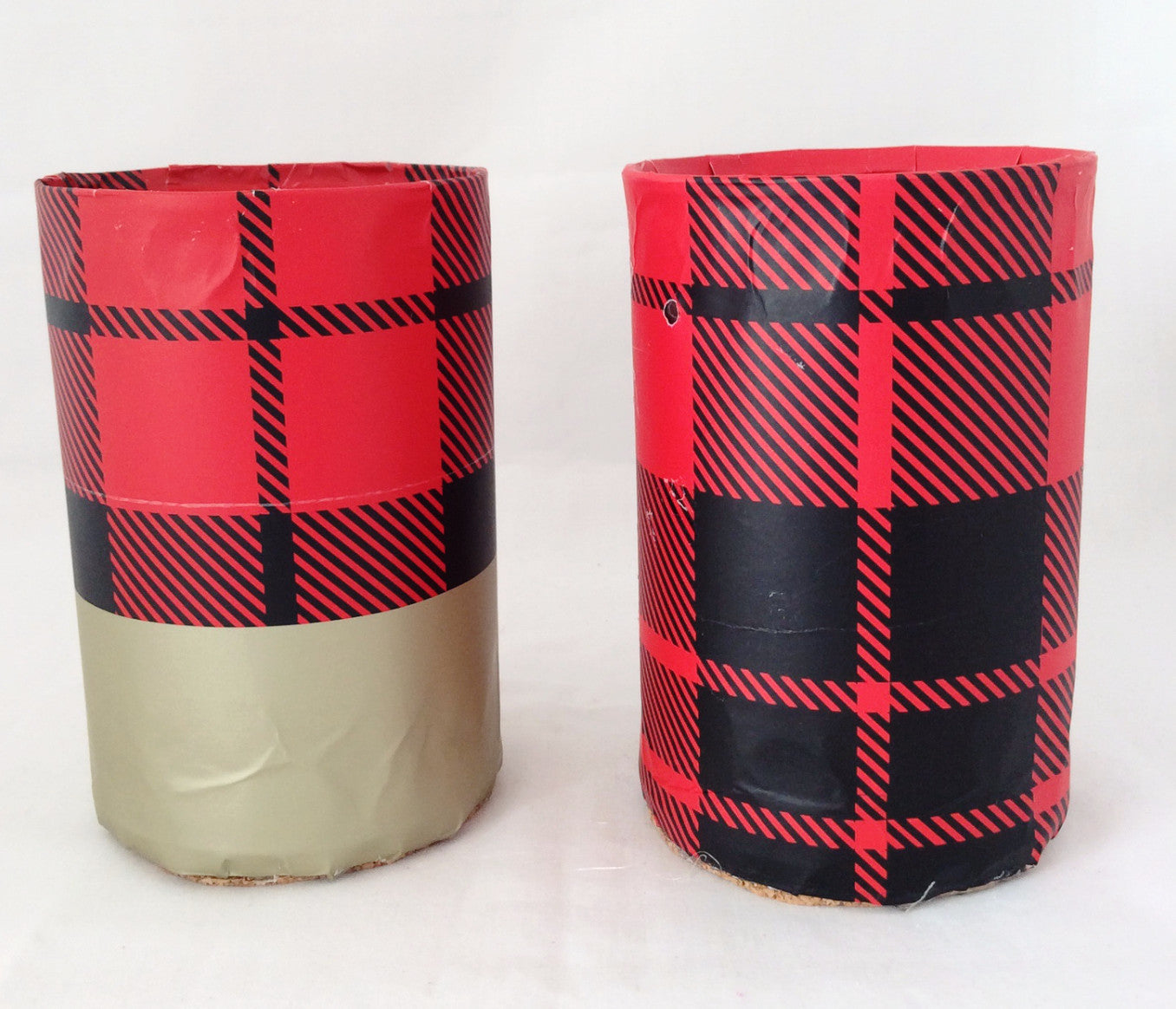 Desk Organizer - Pencil, Pen Holder Set of 2 Tin Cans