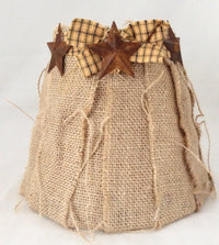 Primitive - Country Style Lamp Shade, Hand wrapped Lamp Shade with Burlap and Home spun fabric