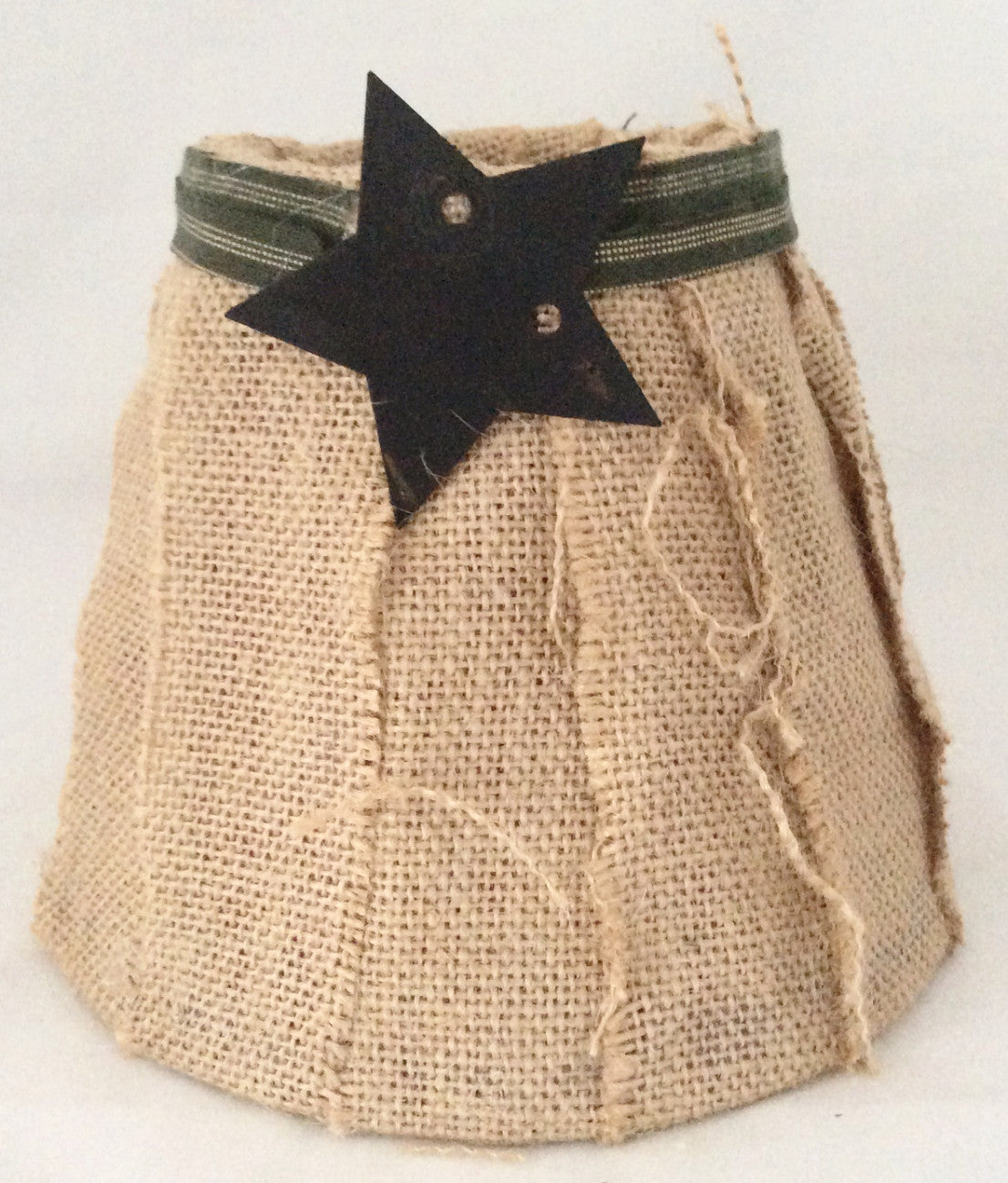 Primitive - Country Style Lamp Shade, Hand wrapped Lamp Shade with Burlap and Home spun fabric