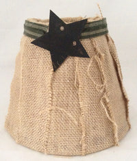 Primitive - Country Style Lamp Shade, Hand wrapped Lamp Shade with Burlap and Home spun fabric