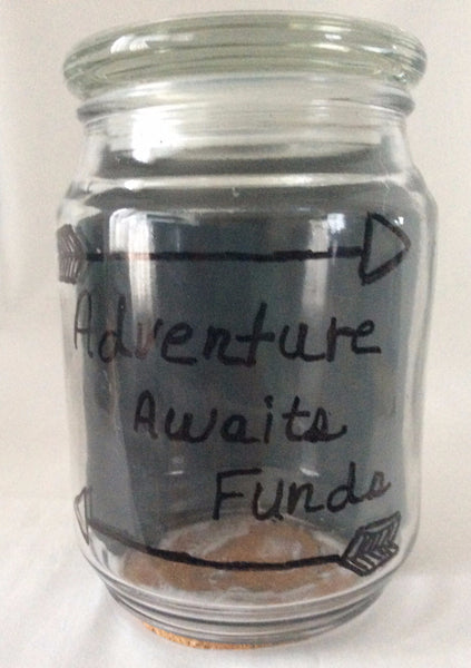 Adventure Travel Funds Jar, Adventure Awaits Funds,Vintage Map