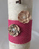 Wine Bottle Vase, Shabby Chic, Paper Flowers and Skeleton keys, Handwrapped with Twine