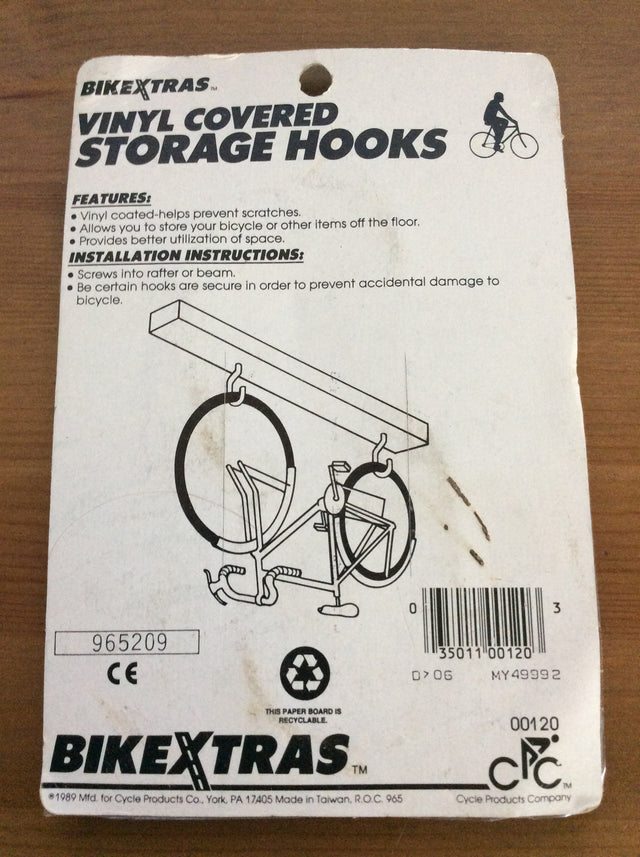 BikeXtras Vinyl Covered Storage Hooks, Set of 2 Yellow Hooks