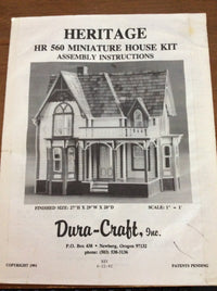 Vintage Miniature House 1991, Dura-Craft Heritage Miniature House, 1" Scale