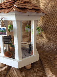 Miniature Garden Gazebo, Miniature Hanging Plants, Miniature Collectible Bird House