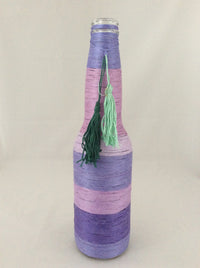 Glass Bottle Vases, Hand wrapped, Colorful Strings, Handmade Tassels
