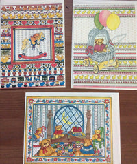 Lucy and Me Teddy Bear Note Cards, Vintage 1980's, Lucy and Me, Inc. Set of 3 Blank Note Cards