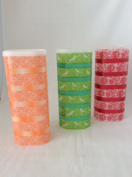 Lunch Box Silverware Holder, Plastic Lunch Box Organizer, Hand Wrapped with Washi Tape