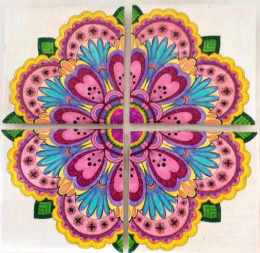 Mandala on Tile, Hand Painted Mandala, Wall Art on Tiles, Decorative Tiles, Tile Art