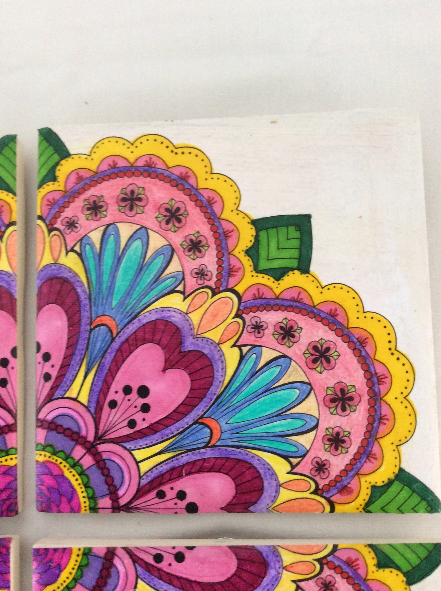 Mandala on Tile, Hand Painted Mandala, Wall Art on Tiles, Decorative Tiles, Tile Art