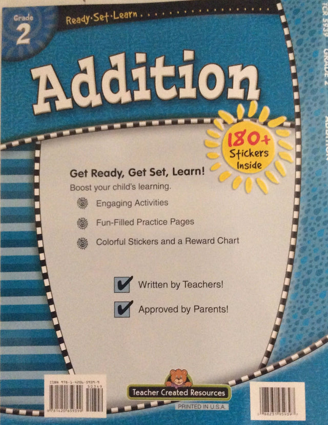 Ready, Set, Learn.......Addition, Grade 2, Plus 180 Stickers Inside