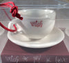 Starbucks Coffee Christmas Ornament Cappuccino Cup 2005, Wish, Joy, Love, Cup & Saucer