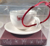 Starbucks Coffee Christmas Ornament Cappuccino Cup 2005, Wish, Joy, Love, Cup & Saucer