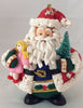 Traditions Glass Character Ball Ornament Santa Clause With Doll & Christmas Tree