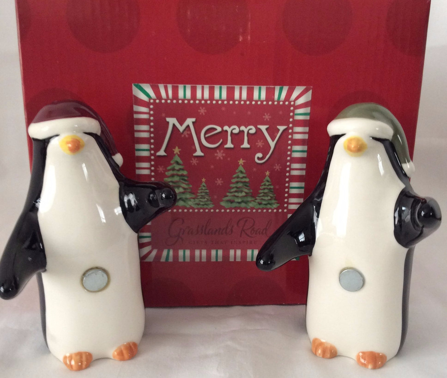 Grasslands Road Magnetic Penguin Salt & Pepper Shakers, Stoneware