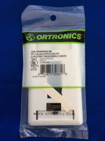 Ortronics OR-40300548-88 TracJack 2-Hole Plastic Faceplate, Cloud White