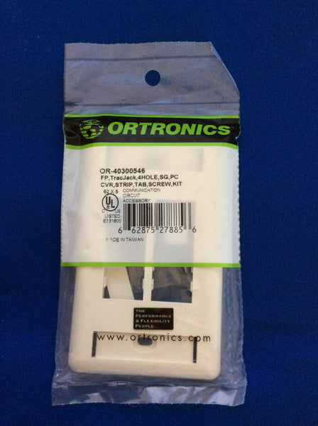 Ortronics OR-40300546 TracJack Plastic Faceplate 4-Port, Fog White