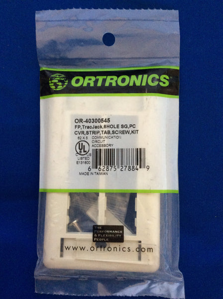 Ortronics OR-40300545, 6-Hole, TracJack Plastic Faceplate Fog White