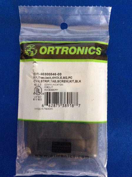 Ortronics OR-40300546-00 TracJack Plastic Faceplate 4-Port, Black