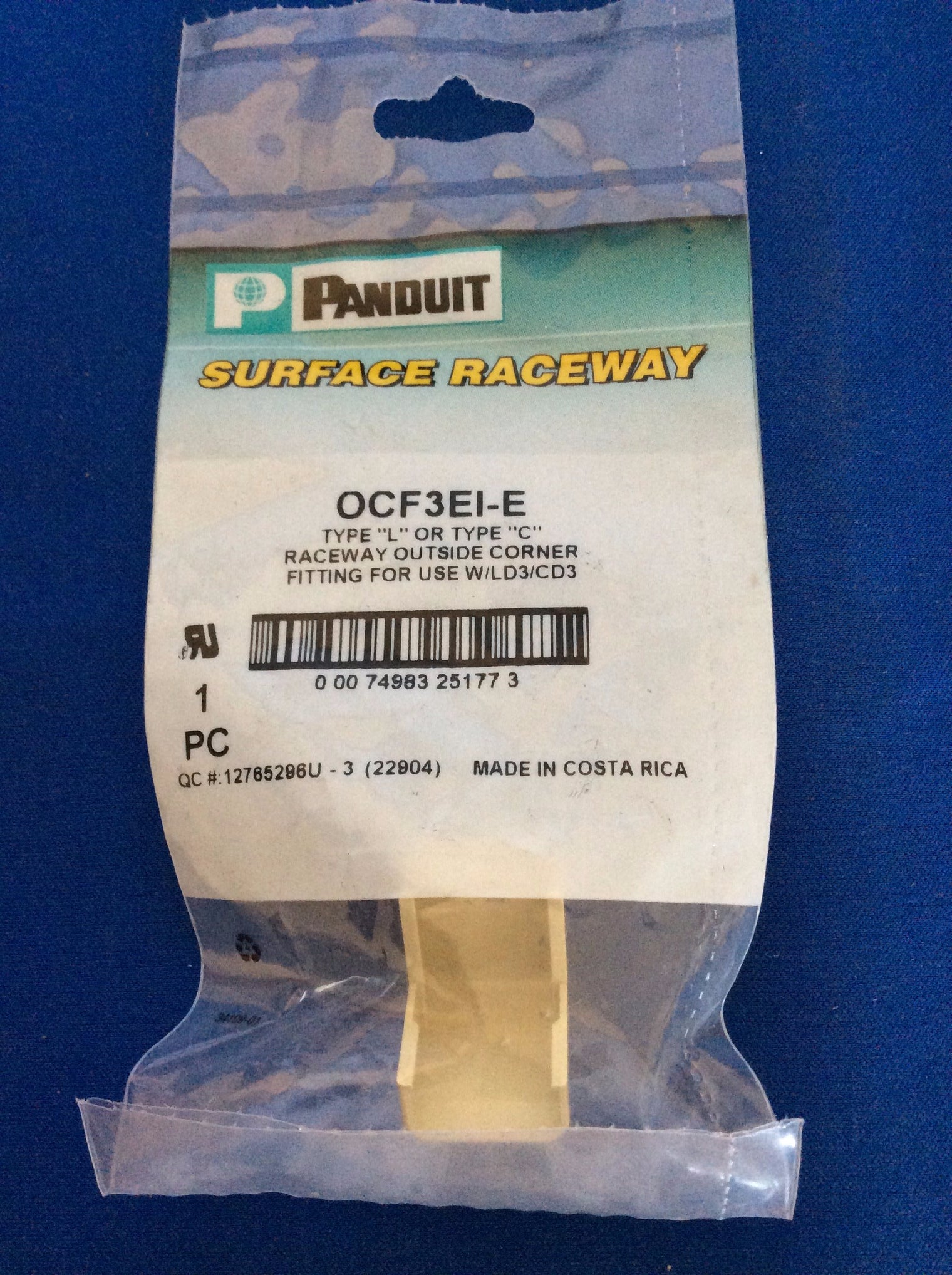 Panduit OCF3EI-E, Raceway Outside Corner, Ivory