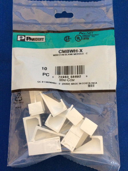 Panduit CMBWH-X Mini-Com Blank Module C, 10 Piece Pk, White
