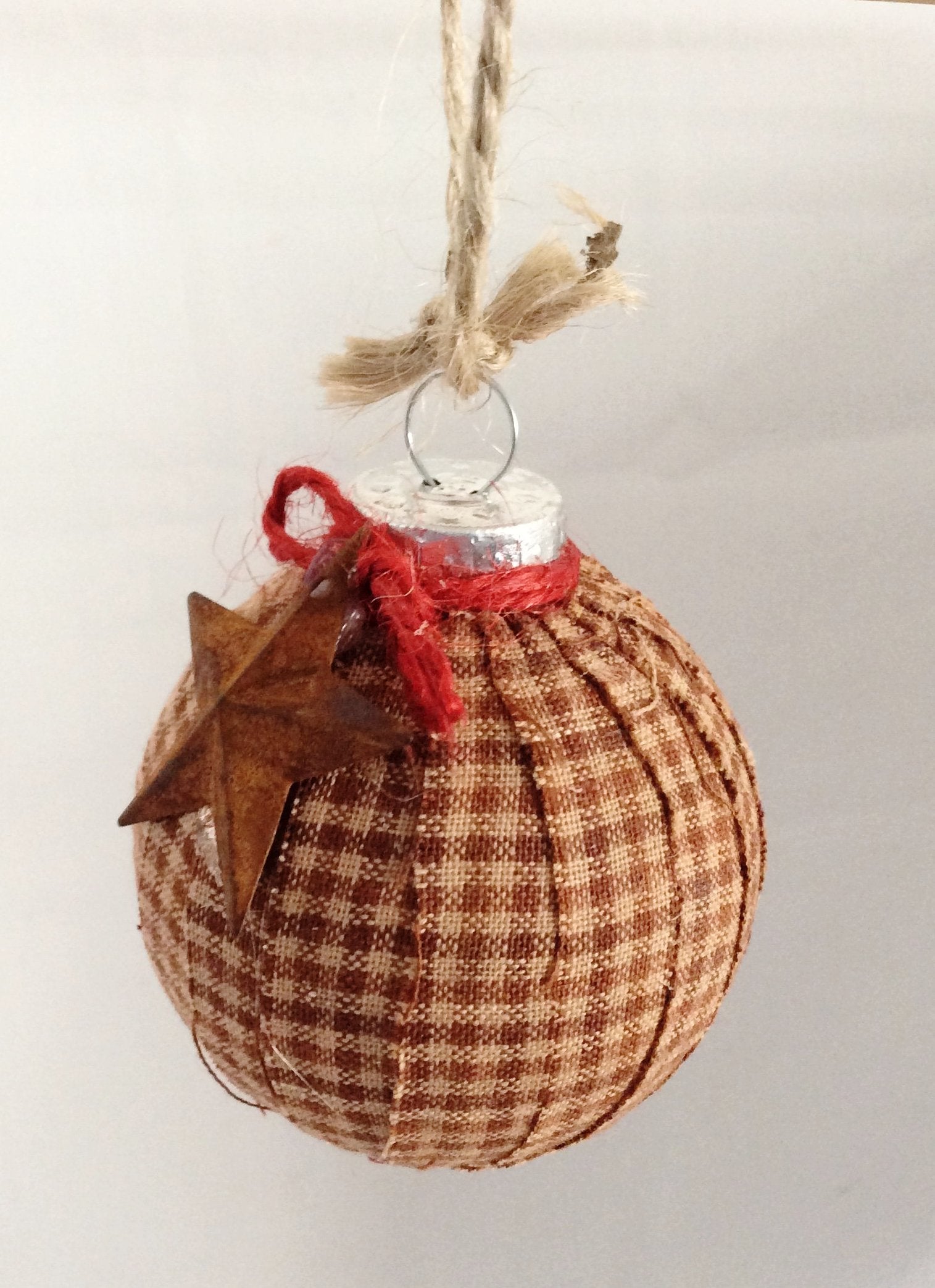 Handmade Christmas Ornaments Primitive Decor Set of 2
