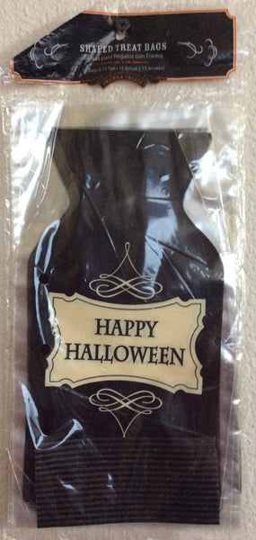 Halloween Black Bottle Shaped Treat Bags