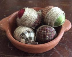 Handmade Fall Acorns Bowl Fillers Set of 6 Homespun Fabric