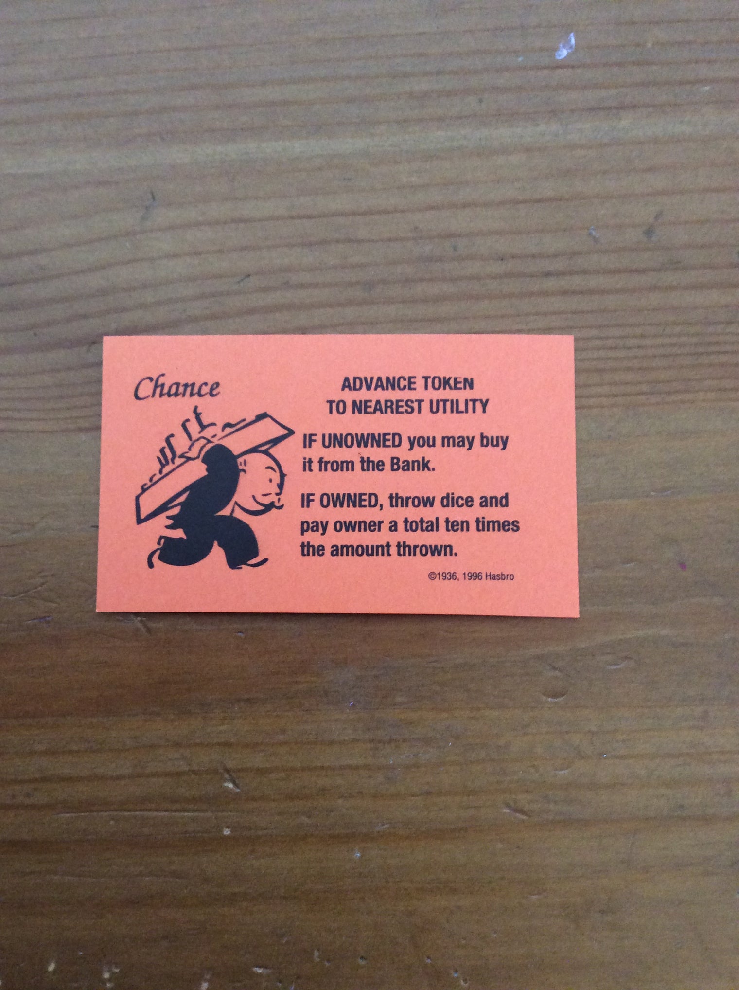 Monopoly Replacement Pieces - Chance Cards