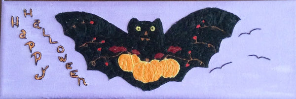 Halloween Embroidery Art Halloween Bat Finished Embroidery Piece