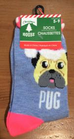 Christmas House Pug Socks Unisex