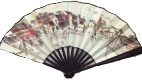 Authentic Chinese Silk & Bamboo Folding Hand Fan