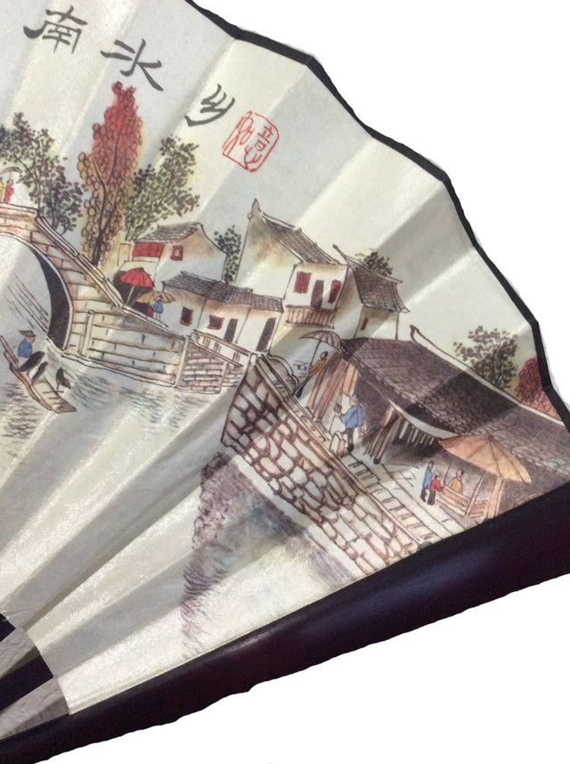 Authentic Chinese Silk & Bamboo Folding Hand Fan