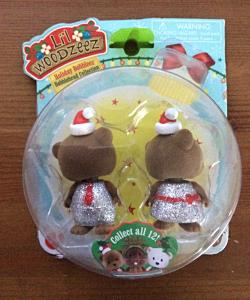 Li'l Woodzeez Holiday Bobbleez Teddy Bears Bell & Boots Set of 2