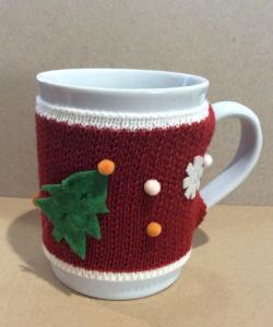 White Stoneware Mug with Knitted Mug Sweater