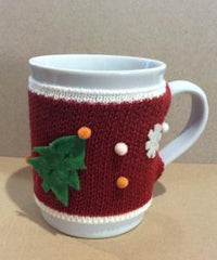 White Stoneware Mug with Knitted Mug Sweater