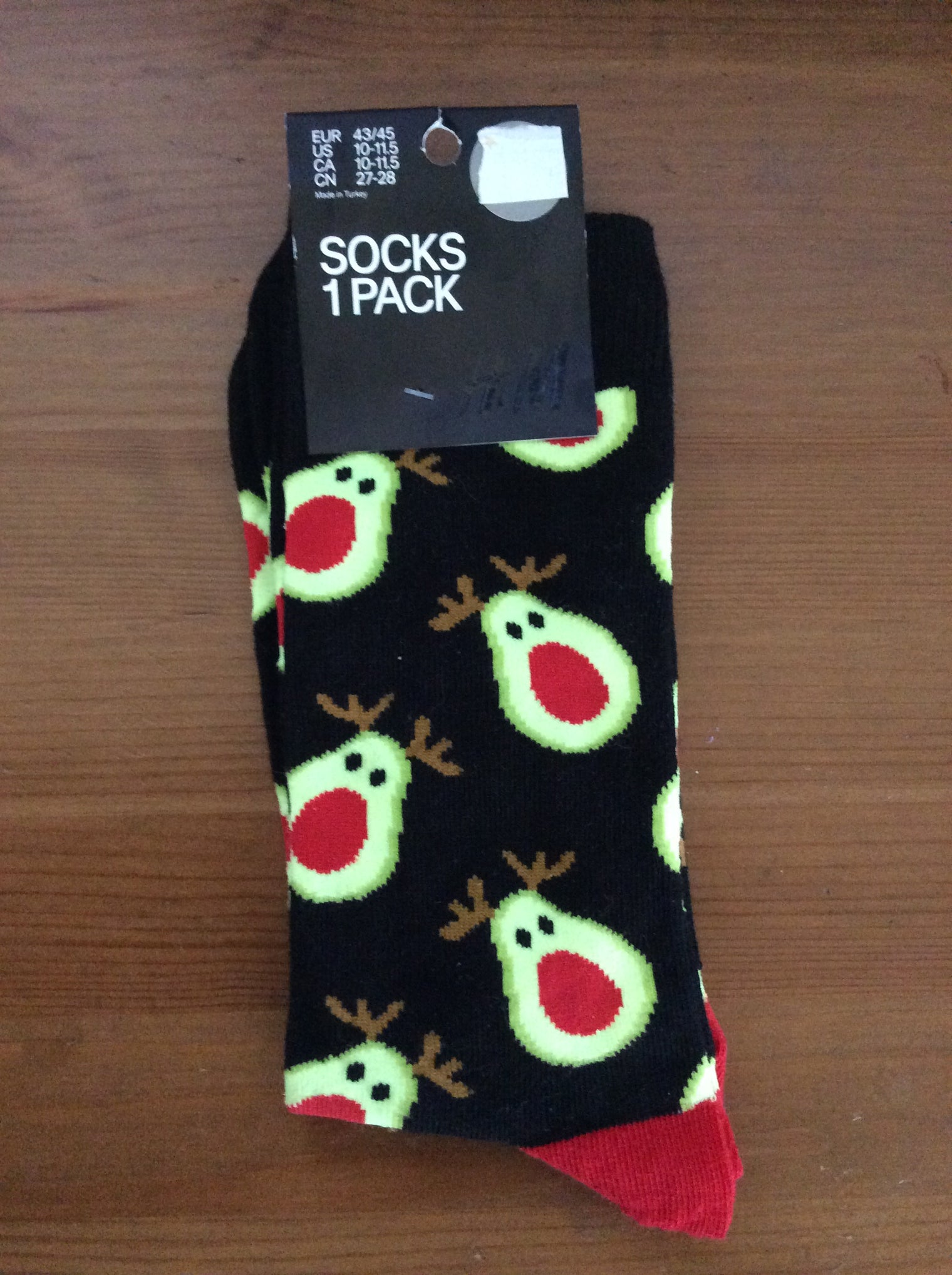 H&M Christmas Socks Avocado Reindeer