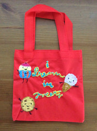 Hand Embroidered Treat Bags - Small Red