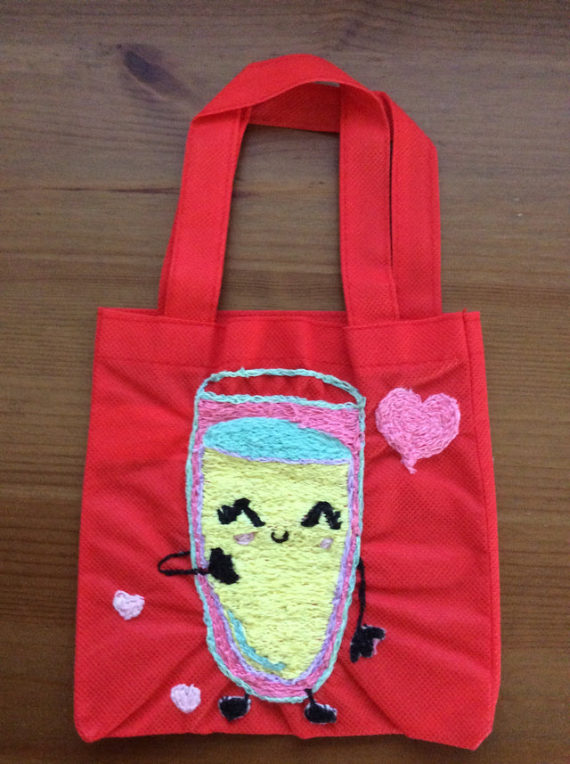 Hand Embroidered Treat Bags - Small Red