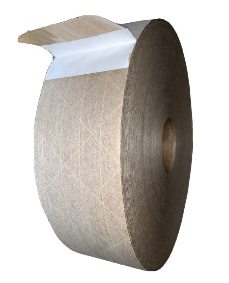 Water Activated Gummed Reinforced Packing Tape - Tan - 70mm x 1000Ft