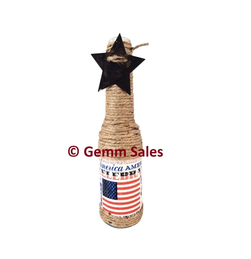 4th of July Celebration Glass Bottle Center Piece - Custom Made