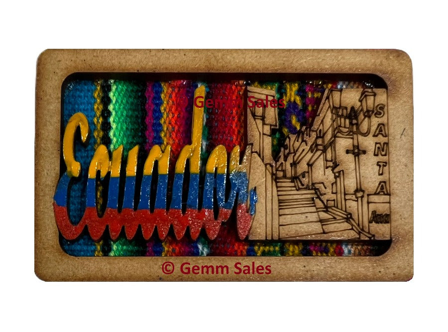 Authentic Ecuador Cerro Santa Ana Wood Magnet Souvenir